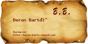 Beron Bartó névjegykártya
